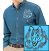 Rough Collie Portrait Embroidered Men's Denim Shirt for Collie Lovers - Click to Enlarge
