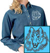 Rough Collie Portrait Embroidered Ladies Denim Shirt for Collie Lovers - Click to Enlarge