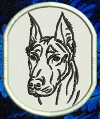 Doberman Portrait Embroidery Patch - Click for More Information
