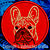 Black Mask Colored French Bulldog Portrait #1B Embroidery Patch - Red