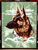 German Shepherd HD Profile Embroidery Portrait on Canvas - Green