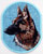 German Shepherd Profile Embroidery Patch - Lurex Blue