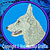 White German Shepherd HD Profile Embroidery Patch - Blue
