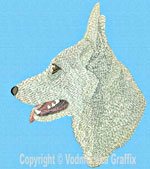 White German Shepherd Profile #3 - Vodmochka Embroidery Design Picture - Click to Enlarge