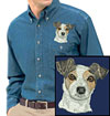Jack Russell Terrier High Definition Portrait #1 Embroidered Mens Denim Shirt for Jack Russell Terrier Lovers - Click to Enlarge