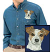 Jack Russell Terrier High Definition Portrait #2 Embroidered Mens Denim Shirt for Jack Russell Terrier Lovers - Click to Enlarge