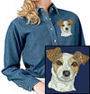 Jack Russell Terrier High Definition Portrait #2 Embroidered Ladies Denim Shirt for Jack Russell Terrier Lovers - Click to Enlarge