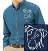 Jack Russell Terrier Portrait #2 Embroidered Mens Denim Shirt for Jack Russell Terrier Lovers - Click to Enlarge
