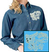 Maltese Agility #4 Embroidered Ladies Denim Shirt for Maltese Lovers - Click to Enlarge