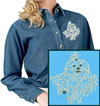 Maltese Agility #5 Embroidered Ladies Denim Shirt for Maltese Lovers - Click to Enlarge