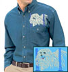 Maltese Agility #6 Embroidered Mens Denim Shirt for Maltese Lovers - Click to Enlarge