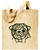 Pug Portrait Embroidered Tote Bag #1 - Natural