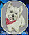 West Highland White Terrier Embroidery Patch - Grey