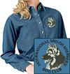 International Shiloh Shepherd Dog Club Logo Embroidered Ladies Denim Shirt - Click to Enlarge