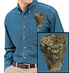 High Dfinition Bison Portrait Embroidered Mens Denim Shirt for Bison Lovers - Click to Enlarge