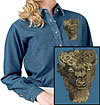 High Dfinition Bison Portrait Embroidered Ladies Denim Shirt for Bison Lovers - Click to Enlarge