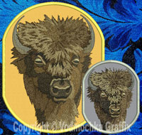 Bison High Definition Portrait Embroidery Patch - Click for More Information
