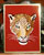 Jaguar Embroidery Portrait on Canvas - Red