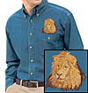 High Definition Lion Portrait Embroidered Mens Denim Shirt for Lion Lovers - Click to Enlarge