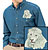 High Definition White Lion Portrait #2 Embroidered Mens Denim Shirt - Click for More Information