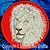 White Lion High Definition Portrait #4 Embroidery Patch - Red