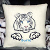 Tiger Portrait #3 and Paws Embroidered Berber Pillow - Tiger Lover Gift