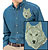 Grey Wolf High Definition Portrait #2 Embroidered Mens Denim Shirt - Click for More Information