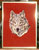 Grey Wolf High Definition Portrait #2 Embroidery Portrait on Canvas - Red